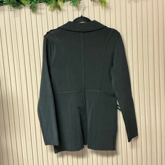 Mariam Anna Barska Black Zip-Front Knit Blazer Jacket Size L - Picture 2 of 7